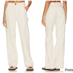 Rag & Bone Sid Carpenter Pant in Ecru Size 26 Linen Blend Wide Leg High Waist